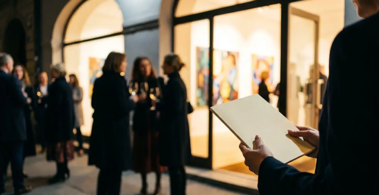 First solo exhibition opening with collectors evaluating new works