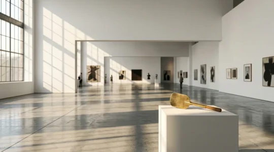 Contemporary British art gallery space showing diverse artistic movements and valuation elements