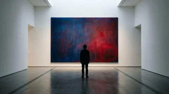 Abstract representation of human neural pathways responding to color stimuli in gallery environment