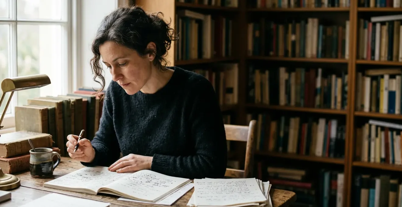 Professional playwright at work creating compelling theatrical narratives